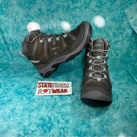 Keen Circadia Women’s High Top Gray Blue Leather Waterproof Hiking Boots - Picture 1 of 5